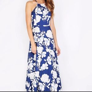 Blue and White Floral Maxi Dress